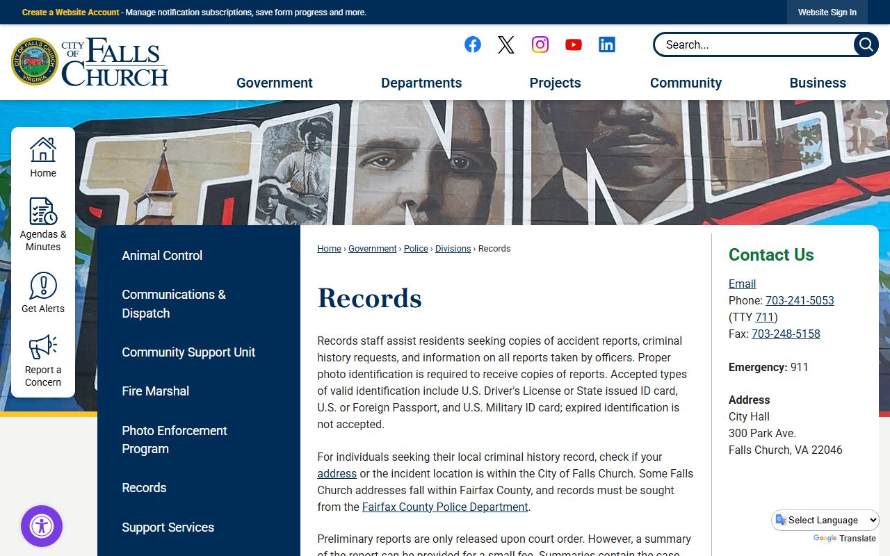 Falls Church Police Department records 72 hour booking