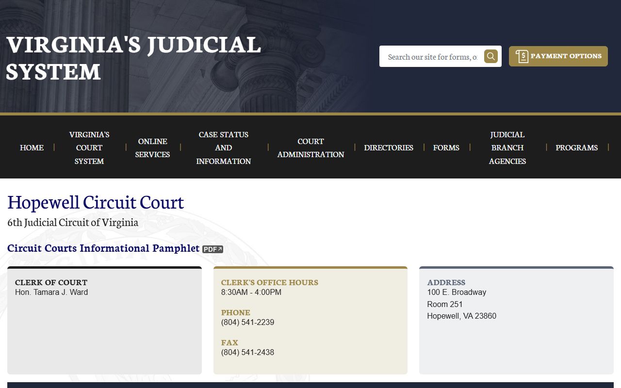 Hopewell Circuit Court page Hopewell 72 hour booking case lookup