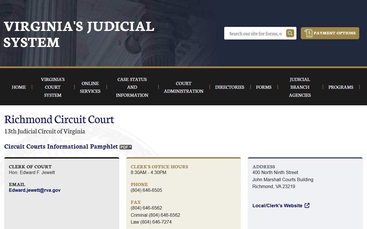 Richmond Circuit Court 72 hour booking case lookup