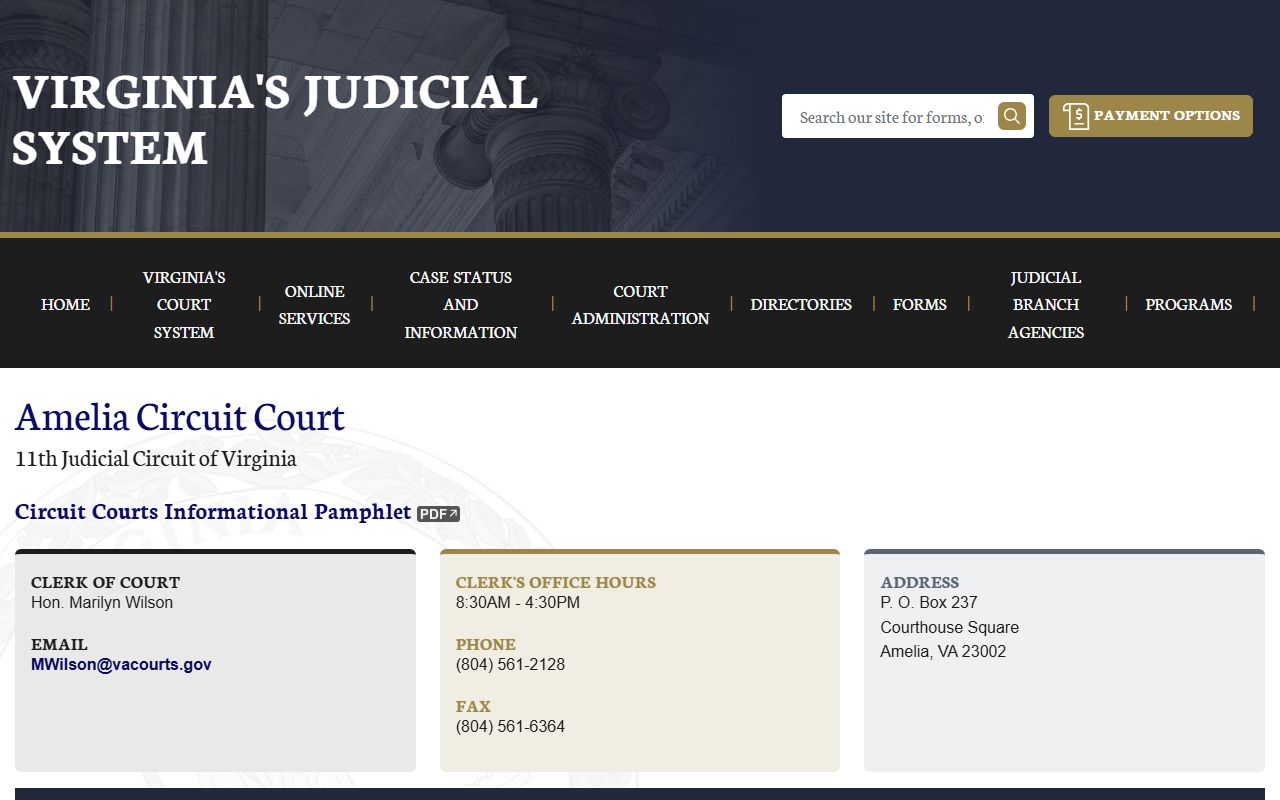 Amelia County Circuit Court 72 hour booking case lookup page