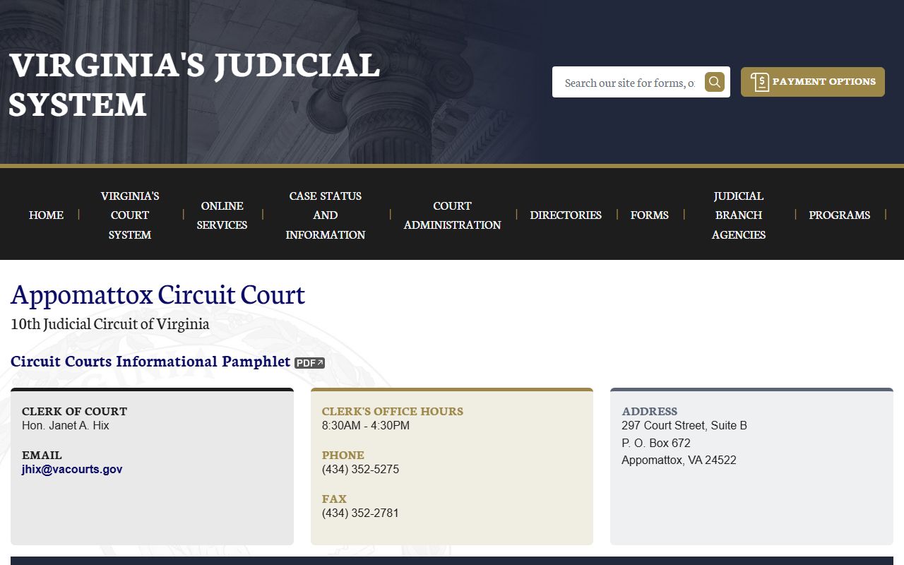 Appomattox County Circuit Court 72 hour booking case lookup