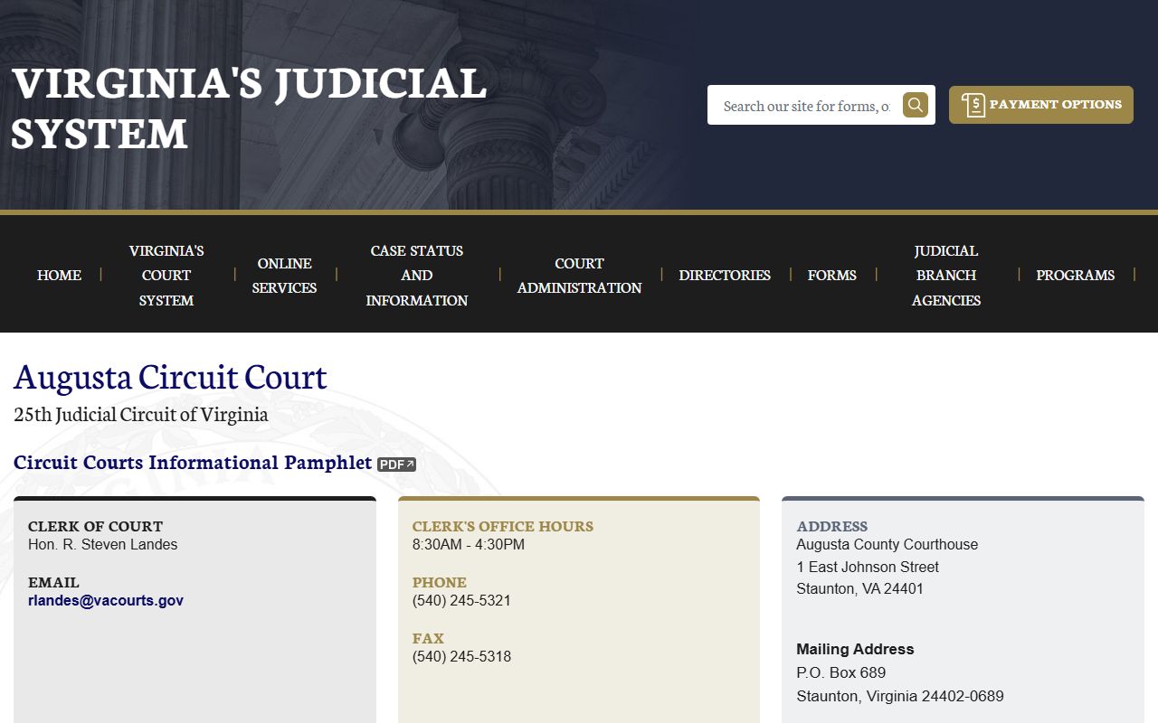 Augusta County Circuit Court 72 hour booking case lookup