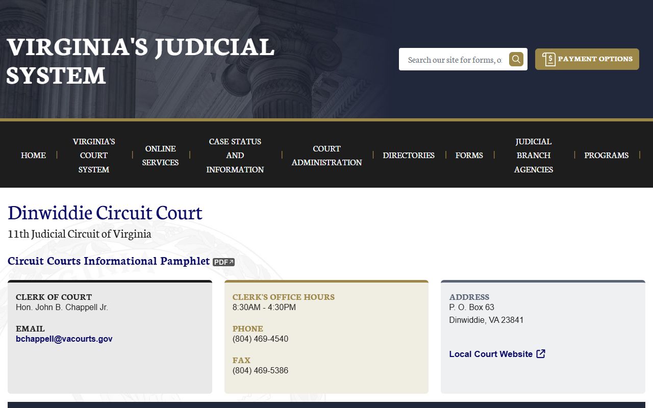 Dinwiddie County Circuit Court Dinwiddie County 72 hour booking court file