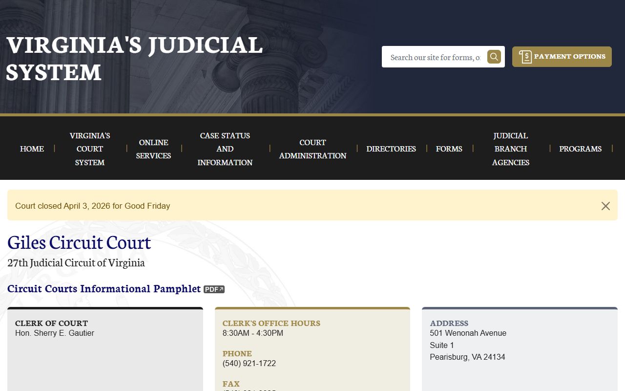 Giles County Circuit Court 72 hour booking case lookup