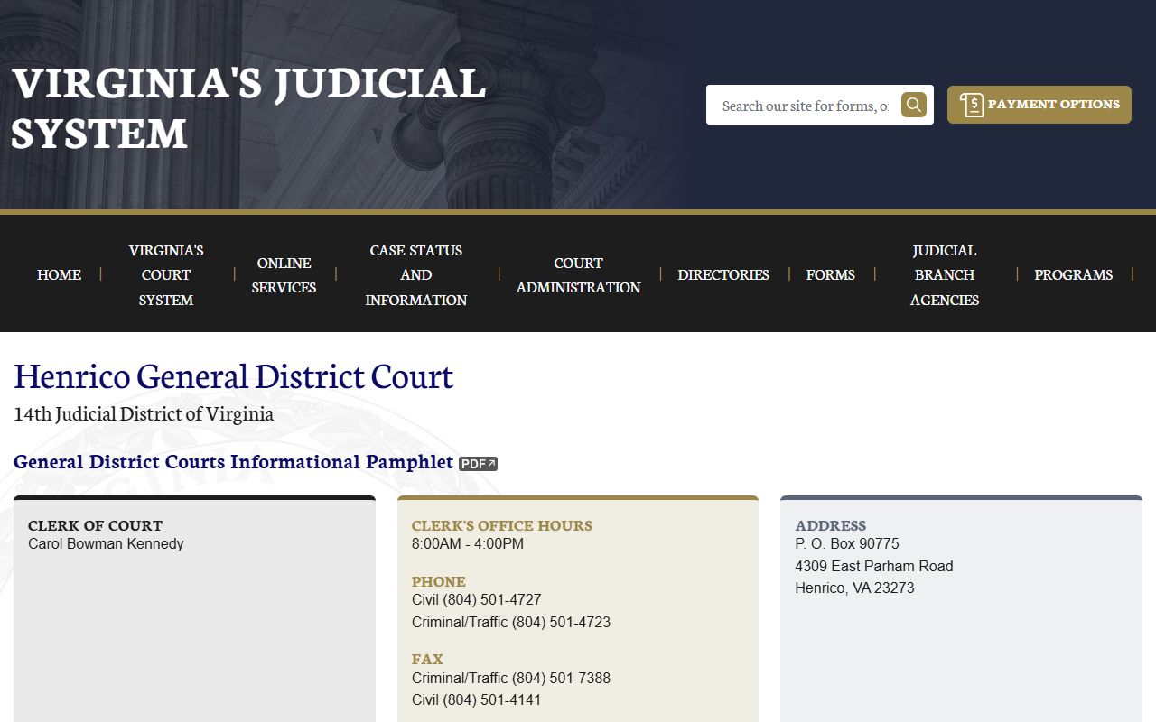 Henrico County General District Court Henrico County 72 hour booking case lookup