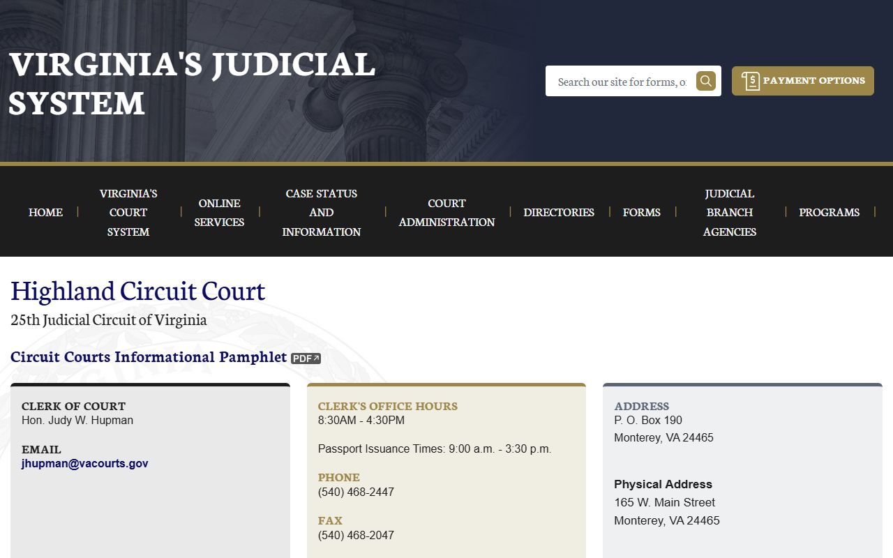 Highland County Circuit Court 72 hour booking case lookup