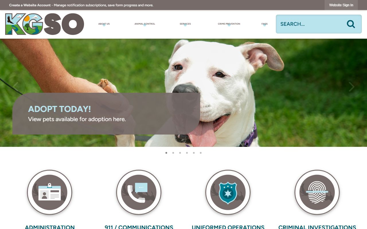 King George County Sheriff's Office 72 hour booking lookup page