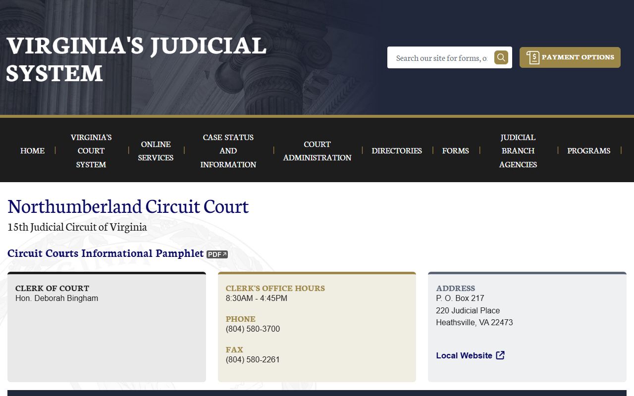 Northumberland County Circuit Court 72 hour booking case lookup