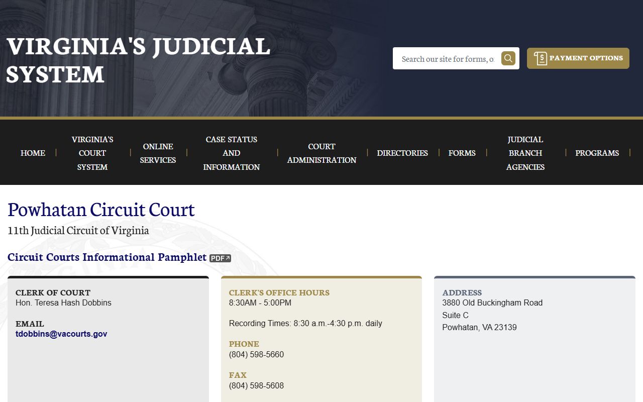 Powhatan County Circuit Court 72 hour booking case lookup