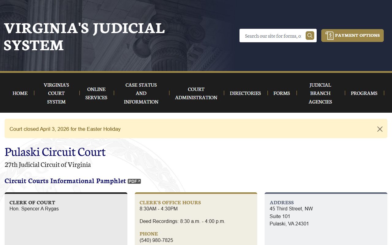 Pulaski County Circuit Court 72 hour booking case lookup