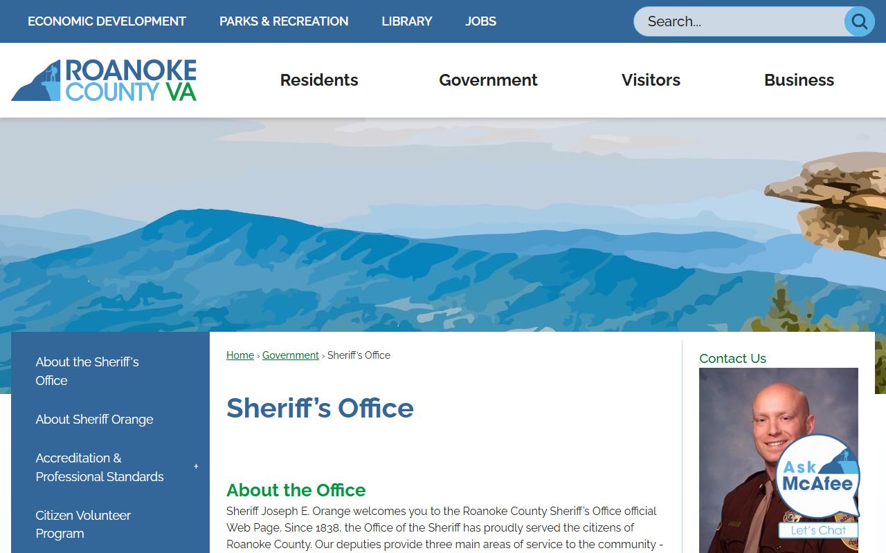 Roanoke County Sheriff's Office 72 hour booking page