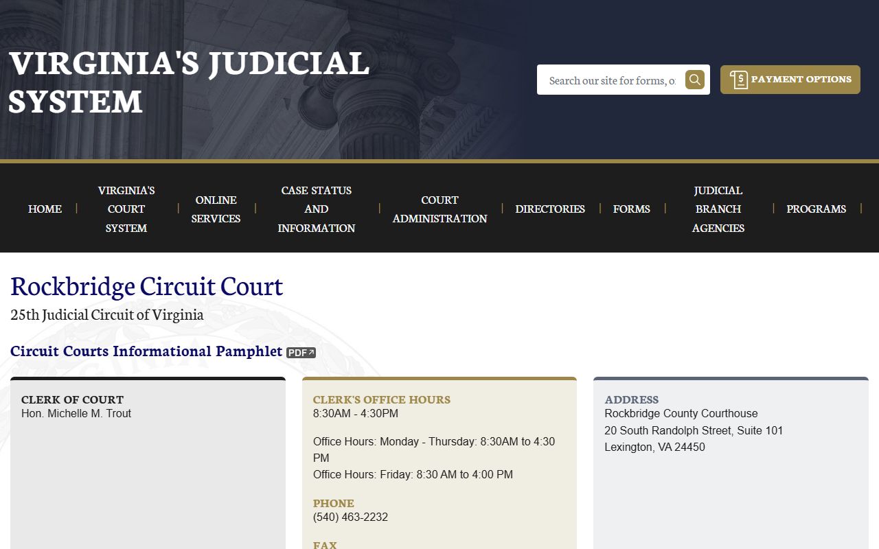 Rockbridge County Circuit Court 72 hour booking case lookup