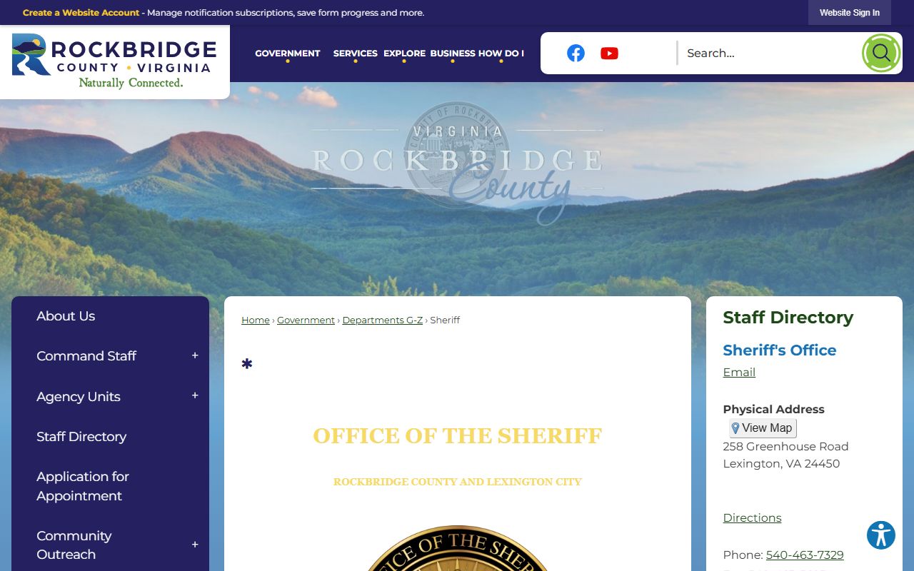 Rockbridge County Sheriff's Office 72 hour booking page