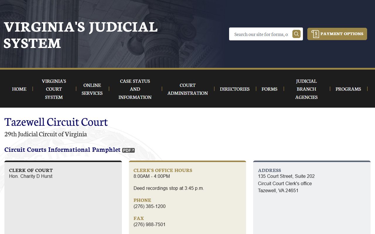 Tazewell County Circuit Court 72 hour booking page